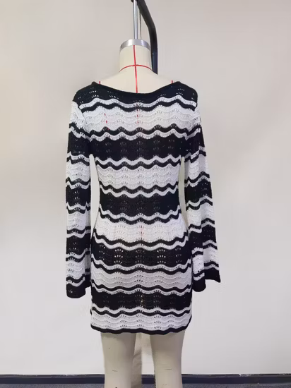 Mujeres Color Sólido Suelto Punto Moda Casual Suéter Ropa Sexy