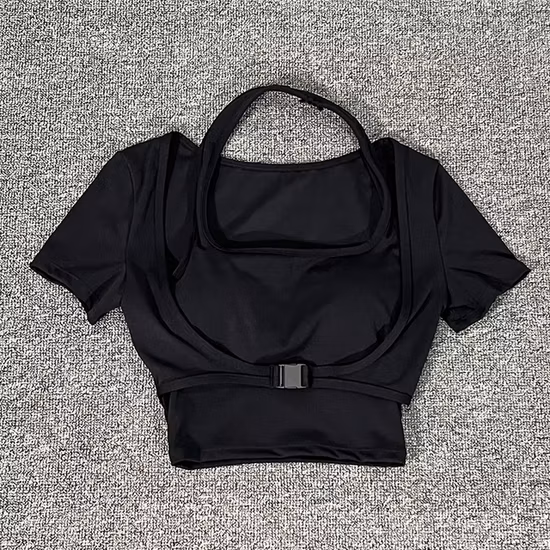 Pantalones a tope, conjunto de Fitness, parte de atrás bonita, Top de Yoga, ropa de punto de manga corta para Fitness y Yoga para mujer