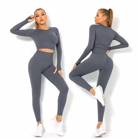 Venta al por mayor, conjunto de traje de Yoga sin costuras de 2/3 Uds., ropa de Yoga para mujer, ropa de entrenamiento para gimnasio, mallas de entrenamiento, ropa deportiva para entrenamiento, conjunto de ropa deportiva